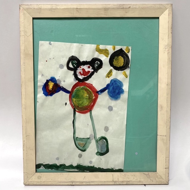 ARTWORK, Childs Painting of Teddy Person 60cmH